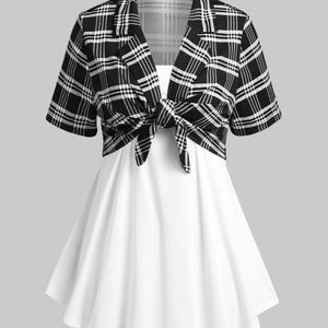 Plaid top & Camisole set